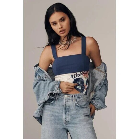 By Anthropologie Maeve Reworked Sporty Tank Top Medium NEW - Picture 2 of 12